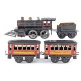 German 0-4-0 Locomotive with Tender and Passenger