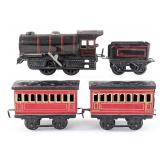 German Tin Clockwork Locomotive with Tender and Pa