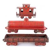 Wilkins Cast Iron Caboose, Tank Car, and Gondola