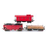 Lionel 511 Lumber Car, 516 Coal Hopper, and 517 Ca