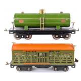 Lionel Standard Gauge 215 Oil Car & 513 Livestock