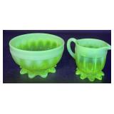 Davidson Uranium Sugar Bowl and Creamer Pitcher
