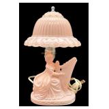 Vintage Pink Boudoir Harp Lady Lamp