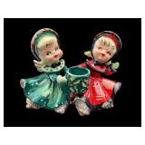 Vintage TMJ Christmas Girl Candle Holder