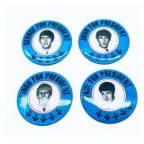(4) 1964 Teen Screen Beatles For President Pins