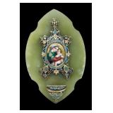 Antique French Champleve Enamel and Painting on Po