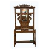 Antique Hand Carved Gothic/Renaissance Hall Tree/S
