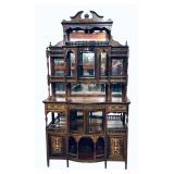 Antique Rosewood and Inlaid Parlor Cabinet