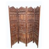 Antique Hand Carved 4 Panel Room Divider