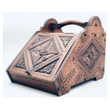 Antique Hand Carved Coal Scuttle Bin/Box