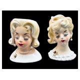 (2) Lady Head Ceramic Vase Ucagco and National Pot