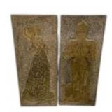 (2) Vintage Brass Grave Rubbings