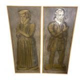 (2) Vintage Brass Grave Rubbings