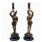 2 Victorian Knight Cast Metal Statue