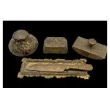Antique Art Deco Marshall Field Brass Desk Set