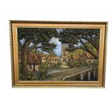 Van Dam 3-D Village Oil Painting on Board