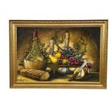 Van Dem 3-D Fruit Platter Oil Painting on Board