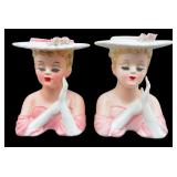 (2) Lefton Ceramic Lady Head Vases