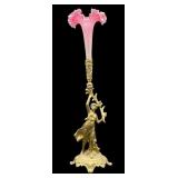 Antique Victorian Metal Girl Base with Cranberry A