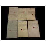6 Antique Red Wax Seal Documents