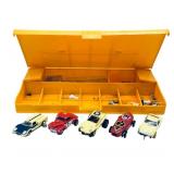 5 Aurora Slot Cars and Case