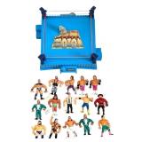 (15) Wrestling Figures and Wrestle Mania Ring