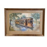 1903 A. Tiemann Watercolor Yellow Railway Painting
