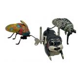 (3) Tin Litho Wind Up Bugs and Dog Toys