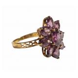 10kt Yellow Gold Amethyst Floral  Ring