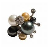PearlsOnly Sterling Silver MutiColor Pearl and Dia
