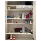Contents Of Cabinet Including Glass Vases, Tea Can