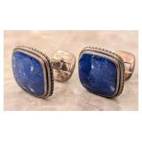 David Yurman Sterling Silver Lapis Cufflinks