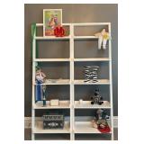 (2) White Leaning Bookcases With Decorative Items