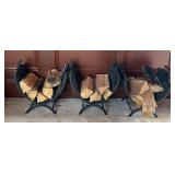 Metal Crescent Firewood Racks With Firewood