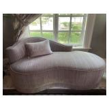 Striped Fabric Chaise Lounge With Accent Pillow