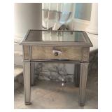 Modern Mirrored Side Table With Drawer