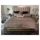 Marge Carson King Size Bed w/ Plush Button-Tufted