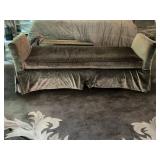 Gray Velvet Skirted Bench