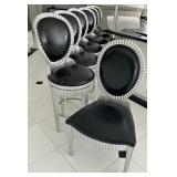 (6) Stools & Matching Chair With Fluted Silver-Ton