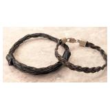 (2) Intricately Woven Elephants Hair Bracelets
