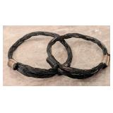 (2) Intricately Woven Elephants Hair Bracelets