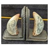 Scrimshaw Faux Whales Tooth BookendsÊ