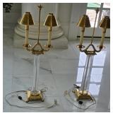 Pair of French Empire Style Glass/ Brass Candelabr