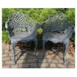(2) Cast Aluminum Bistro Chairs w/ Patina Finish