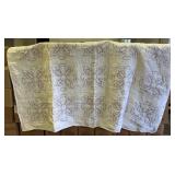 White Quilted Bedcover With Embroidered Leaf Motif