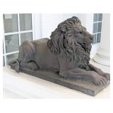 RARE Life Size Resting Bronze Lion Sculpture by La
