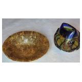 Hand Blown Murano Glass Vase & Silverina Bowl