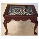 Glass Top Wood Side Table