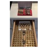 Gold-Tone Salt/Pepper Shakers, Silver Plated Forks