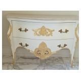 Baroque-Style White & Gold Commode With Two Drawer